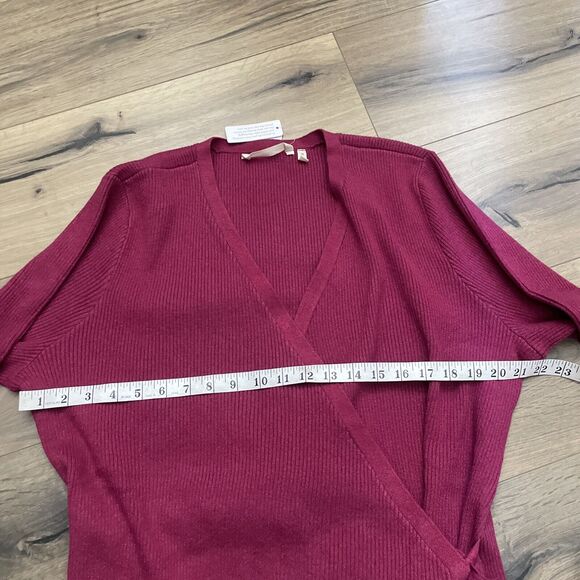 NEW SOFT SURROUNDINGS Size 1X Clare Wrap Pink Sparkle Ribbed Sweater Top - Picture 6 of 7